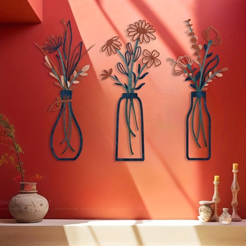 Home Decor Event - 3 große florale Wandkunst-Skulpturen – moderne