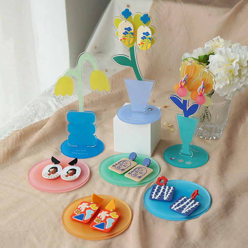 Home Decor Online Shop - Acryl-Schmuckständer für Fotografie, bunte Blumen, Ohrringe,