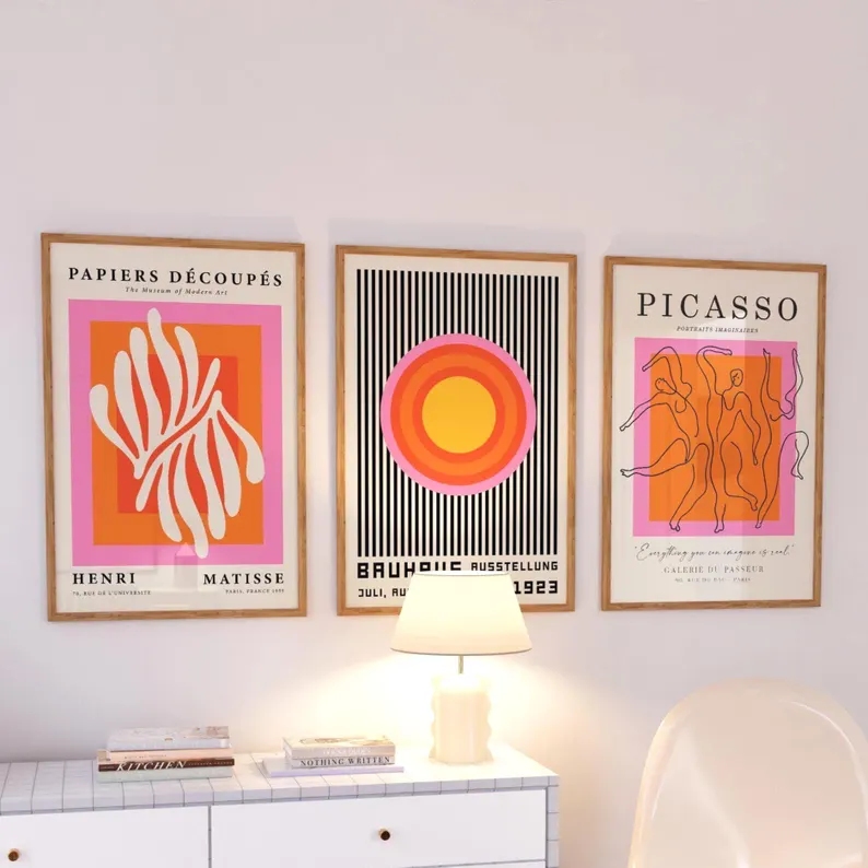 Home Decor Aesthetic - 3 Stück moderne orangefarbene Bauhaus- und