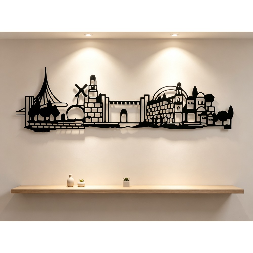 Home Decoration - CIFBUY Metall-Wandkunst, Jerusalem Skyline Dekoration, Vintage