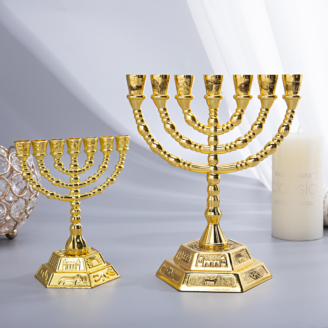 Home Decoration - 7-armige Menora Jüdische Heimdekoration Kerzenhalter Dekoration