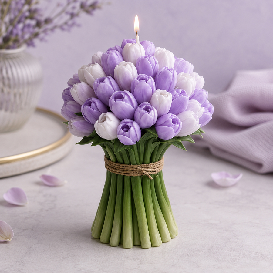 Home Decor Tulip - Realistische 3D-Tulpenstrauß-Silikonform – Für DIY-Duftkerzen und