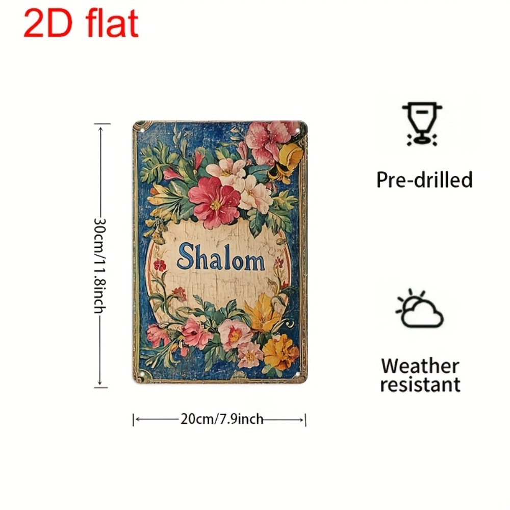 Home Decoration - CIFBUY Vintage Floral Shalom Aluminium-Wandkunst, 20,3