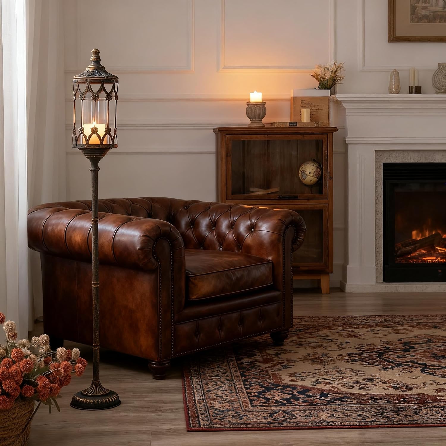 Home Decor Event - Antiker goldener 41 Zoll hoher Vintage-Bodenkandelaber