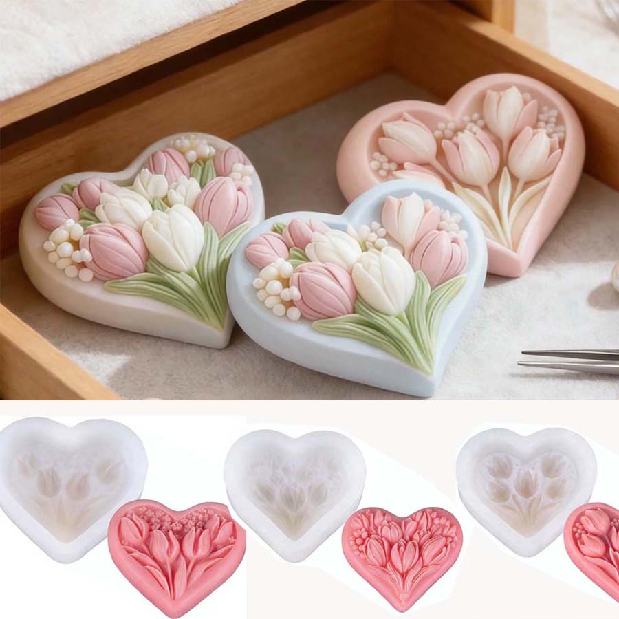 3D Herz Tulpe Backkerzen-Silik – Home Decor Tulip Bewertung und Preis
